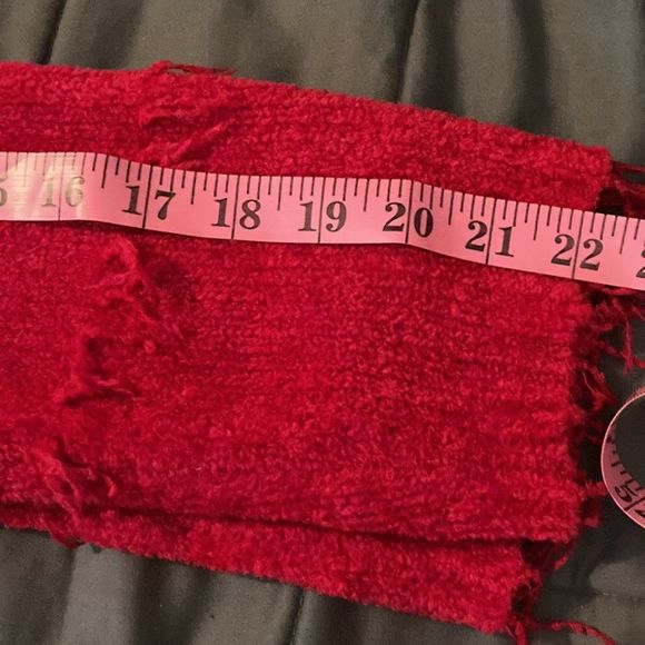 Bright Red Acrylic Vintage Mock Turtleneck sweater with fringe detail - Picture 5 of 5